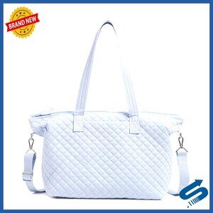 Quilted Cotton Shoulder Bag with Adjustable Strap, 19x10x6 Inches